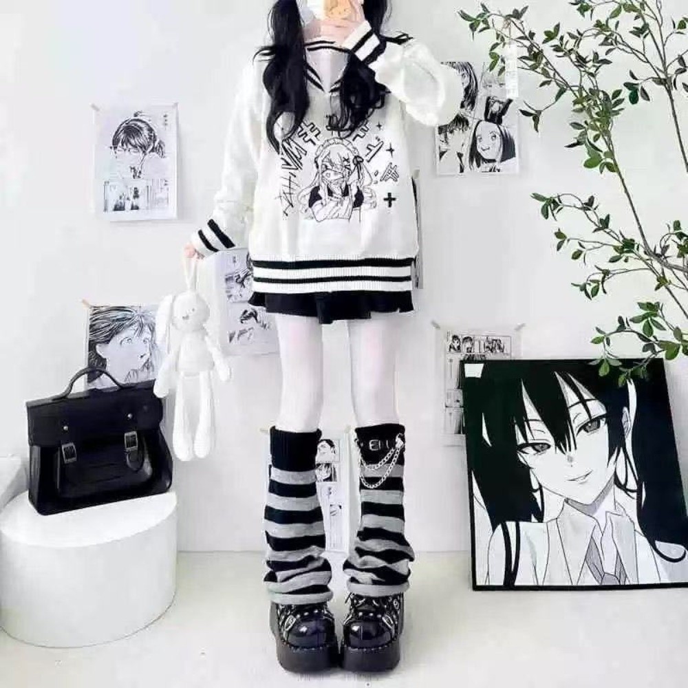 Boot Sock Slouchy - Scaldacalze in maglia stile giapponese Harajuku,